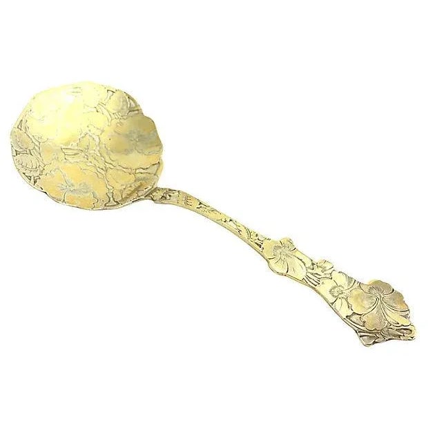 Early 20th Century Paye & Baker Floral Pansy Gilt Sterling Silver Nut or Confection Spoon For Sale - Image 4 of 5