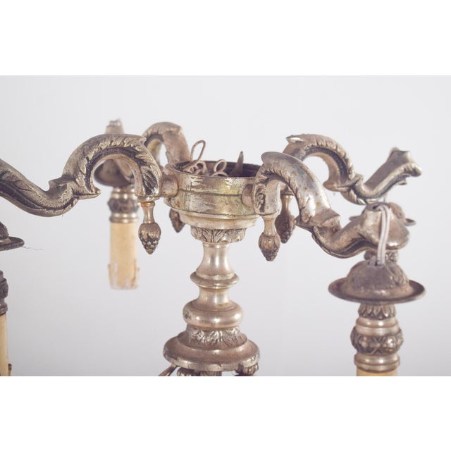 Silver French Silvered Metal Floor Lamp with Four Lights, 1920 For Sale - Image 8 of 11