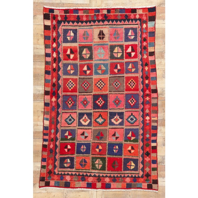 Vintage Persian Lori Checkerboard Rug - 05'02 X 08'02 For Sale - Image 9 of 9