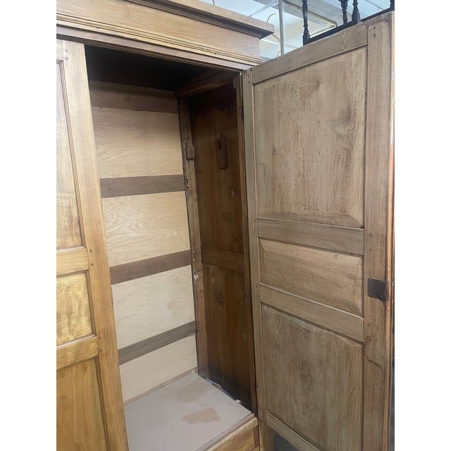 Wood Antique Large French Pine Armoire Wardrobe For Sale - Image 7 of 12