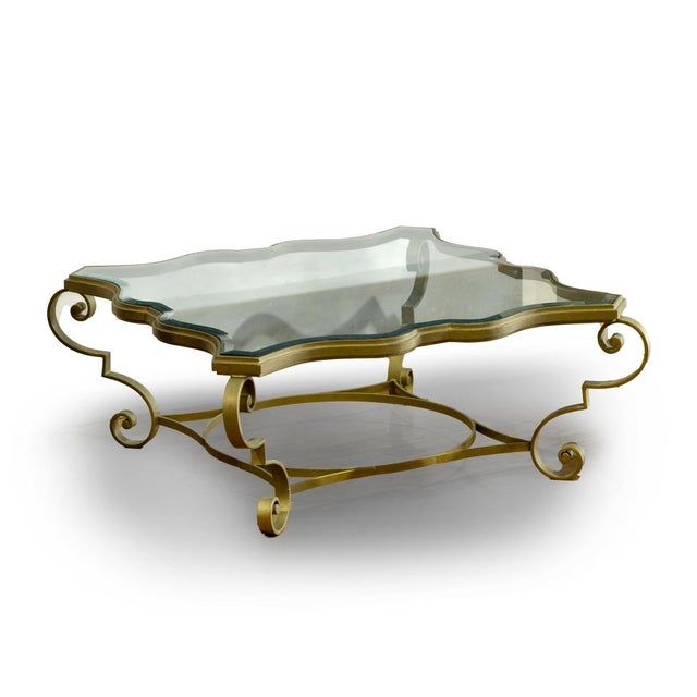 Goldenrod Portuguese Coffee Table with Metal Frame For Sale - Image 8 of 8