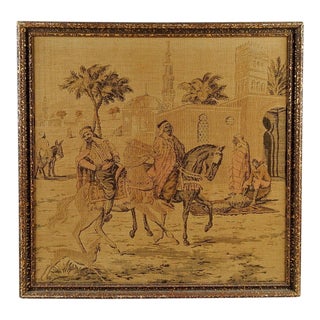 1930s Vintage Bedouin on Horseback Framed Tapestry For Sale