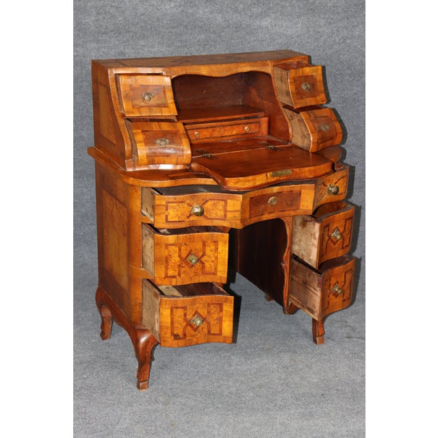 Rococo 18th C Italian Rococo Bombe Form Olivewood Secretary Desk For Sale - Image 3 of 13