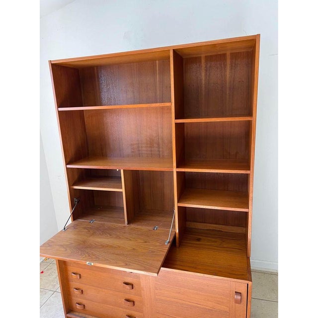Domino Møbler Mid Century Modern Danish Teak Two Part Bookcase Wall Unit For Sale - Image 9 of 11