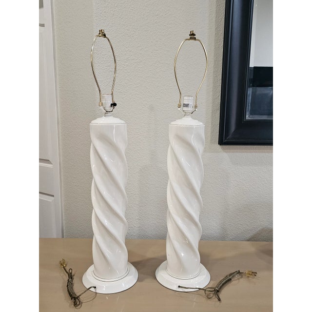 Michael Taylor Postmodern Ceramic Twist Lamps Michael Taylor Style - A Pair For Sale - Image 4 of 6