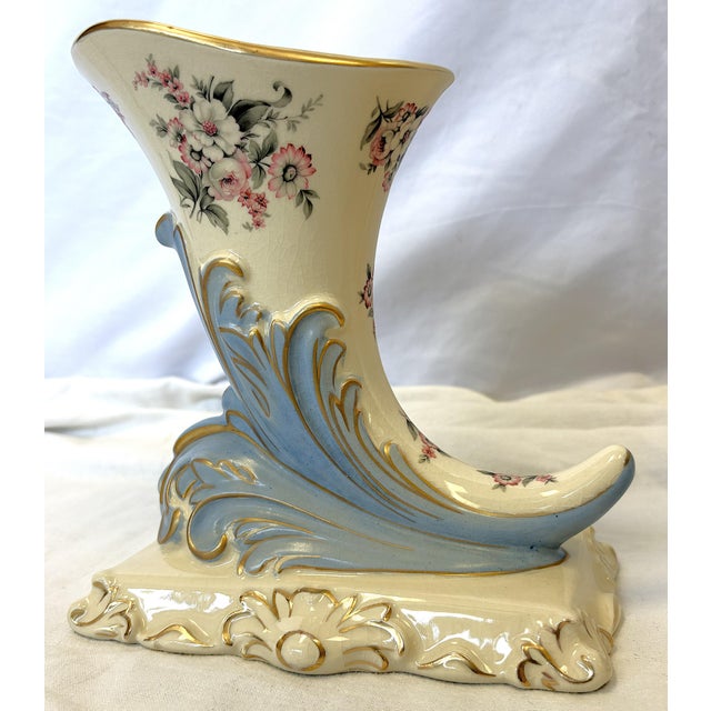 Mid 20th Century Porcelain Cornucopia Vases With French Belle Epoque Design- A Pair For Sale - Image 4 of 17