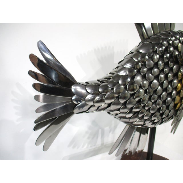 Silver Large Folk Art Flatware Metal Fish Sculpture For Sale - Image 8 of 8