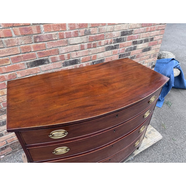 Brown 19th Century English Bow Front Chest of Drawers For Sale - Image 8 of 9