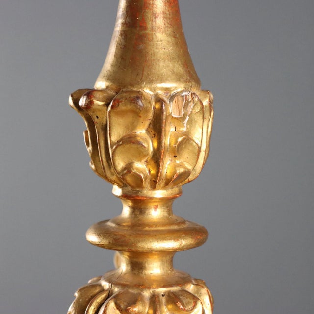 Antique Italian Candleholder in Carved Gilded Wood For Sale - Image 4 of 8