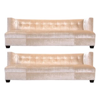 Pair of Velvet Dumont Sofas by Mitchell Gold + Bob Williams For Sale