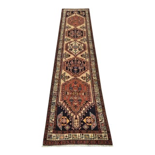 Sarab Runner 2’6” X 10’5” Beige Wool Vintage Tribal Hand-Knotted Oriental Rug For Sale