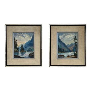 Vintage Framed Art Set of 2 For Sale