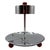 Early mid-century ashtray features a polished chrome finish with a wide circular base tray and a vertical center column...