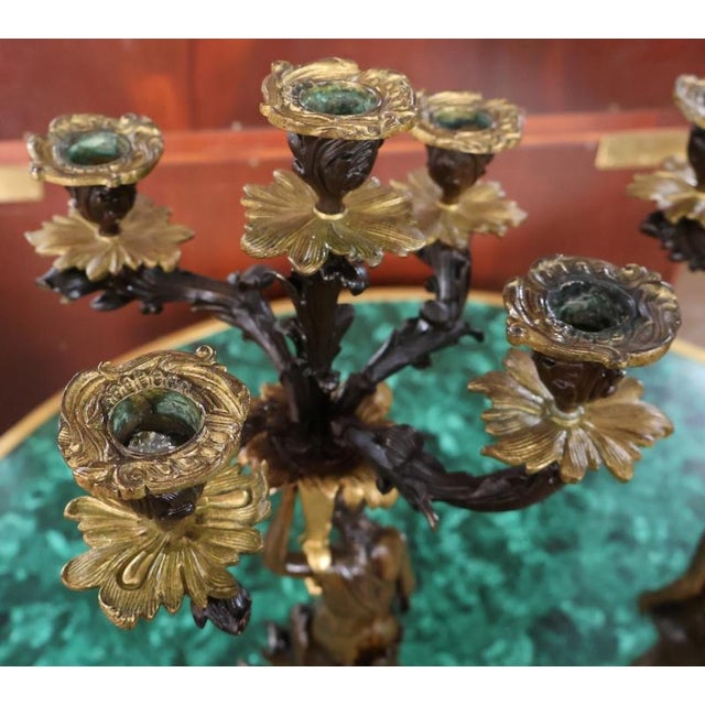 Pair of 19th Century French Napoleon III Bronze Figural Candelabras For Sale - Image 16 of 18