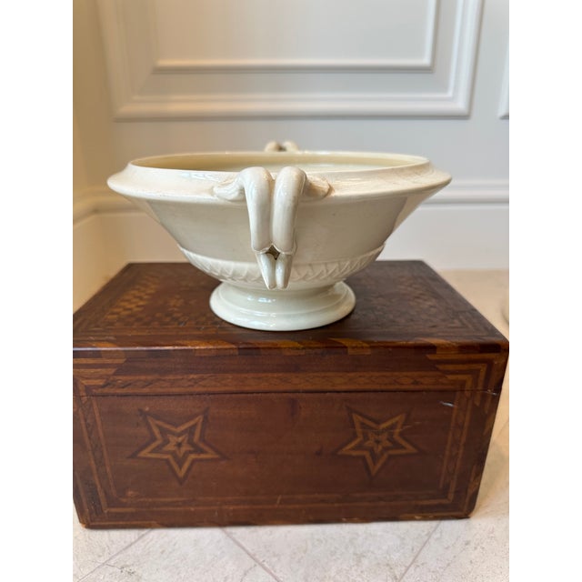 Vintage Art Deco Sarreguemines France Porcelain Bowl, Footed With Handles For Sale In Los Angeles - Image 6 of 16