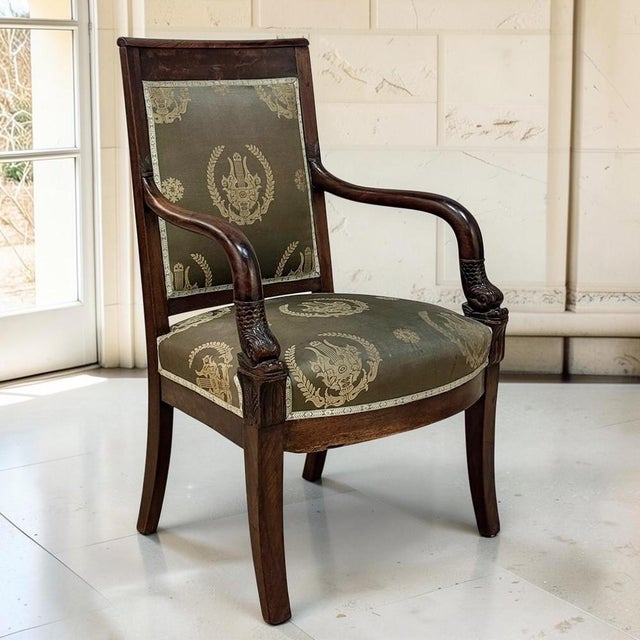 Traditional 19th Century French Empire Period Mahogany Armchair For Sale - Image 3 of 18