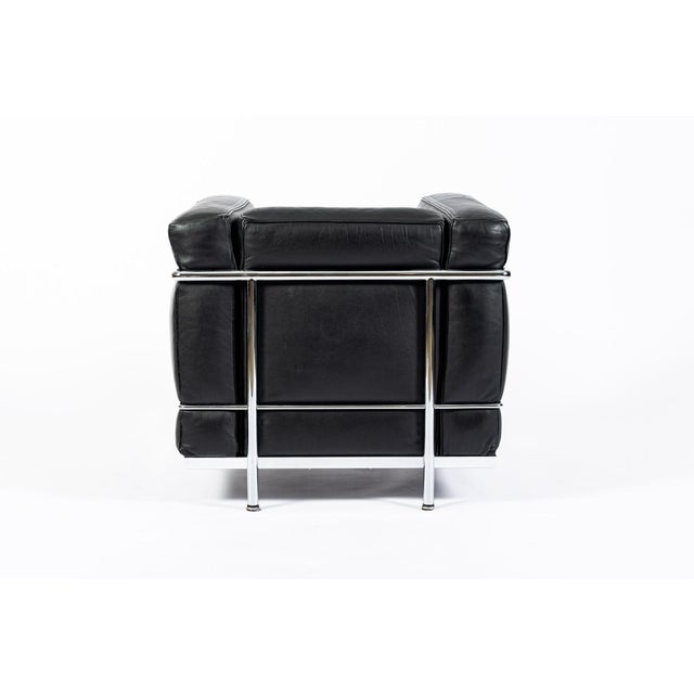 Authentic Cassina Lc2 Black Leather Petit Lounge Chair by Le Corbusier, 4x Avail For Sale In Detroit - Image 6 of 17