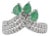 Victorian Inspired Certified 1.14 Ct Pear Cut Emerald & Diamond Crown Cocktail Ring Size 5.5 For Sale
