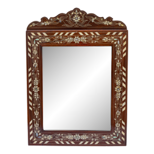 Vintage Handcrafted Mother-of-Pearl Inlaid Mirror With Moorish Marquetry