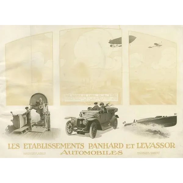 Antique Title Page with Illustrations of a Panhard Et Levassor Car Catalog, 1914, Print For Sale - Image 3 of 6