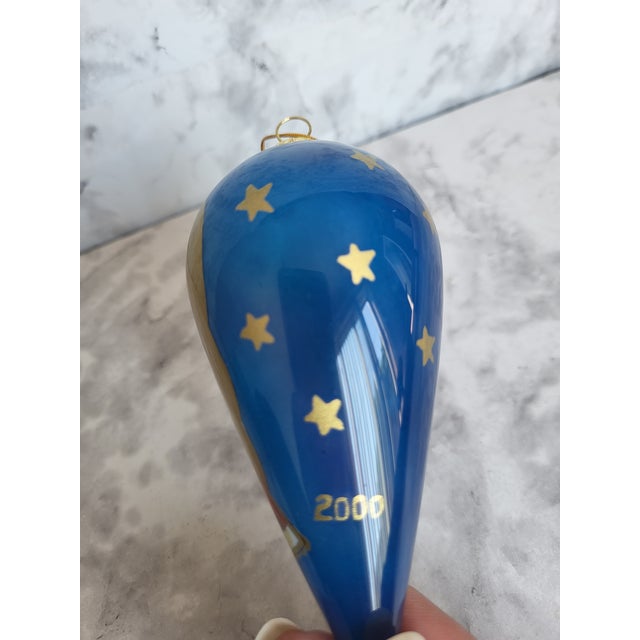 2000 - 2009 Hand-Painted Li Bien Angel Ornament With Gold & Blue Accents in Gift Box For Sale - Image 5 of 11
