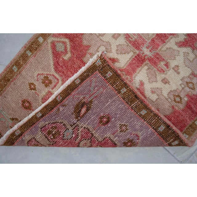Textile 1970s Hand Knotted Turkish Small Rug Decorative Mat for Bathroom and Kitchen Mat- 18'' X 35'' For Sale - Image 7 of 11
