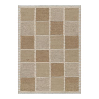 Rug & Kilim’s Scandinavian Style Rug in Beige-Brown & Cream Geometric Patterns - 6x9 For Sale