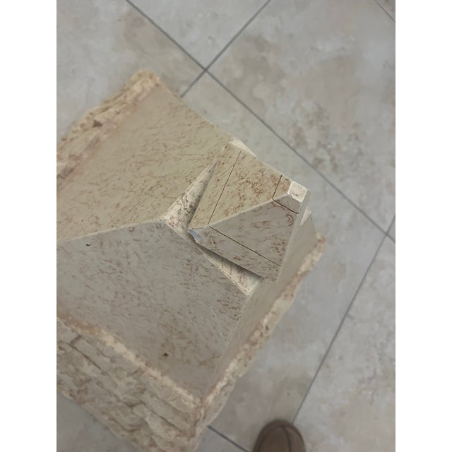Tan Amazing Vintage Postmodern Travertine Pyramid Coffee Table For Sale - Image 8 of 12