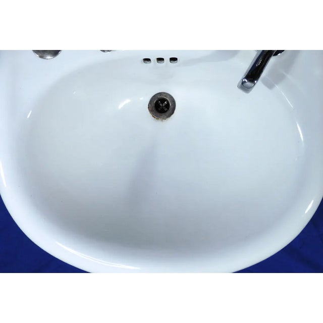 1930s 1952 Vintage Kohler High-Back Porcelain & Cast Iron Rounded Front Sink For Sale - Image 5 of 13