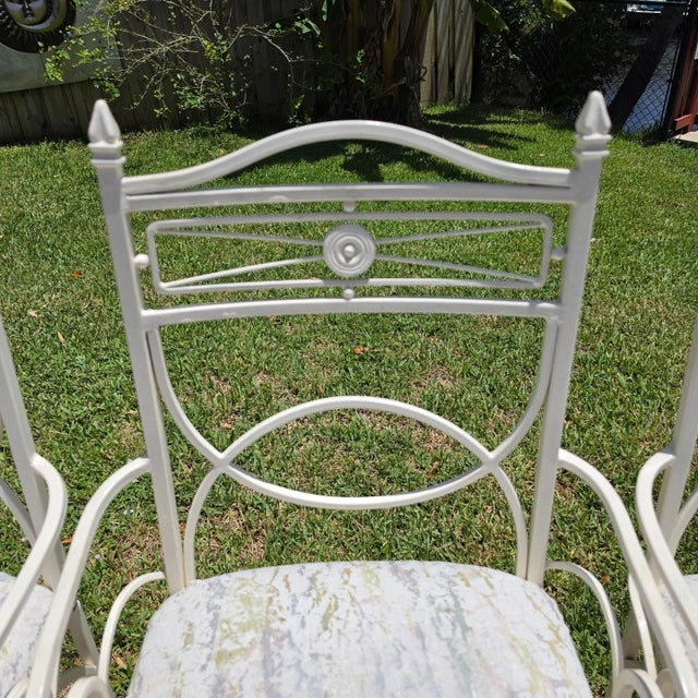 1980s Set of 4 Vintage Coastal Palm Beach Regency Metal Barstools. For Sale - Image 5 of 18