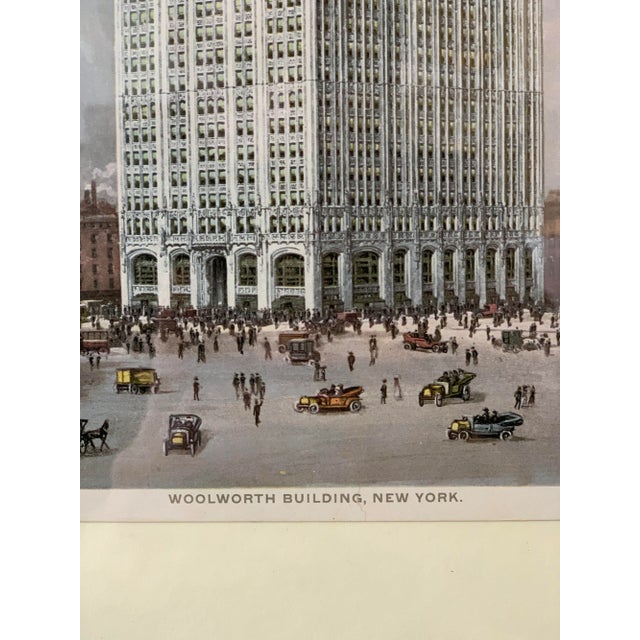 Wood Circa 1930 Woolworth Building Architectural Souvenir Print, Framed For Sale - Image 7 of 10