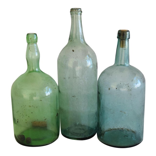 Antique Tall French Demijohn Wine Bottles Set of 3 Chairish