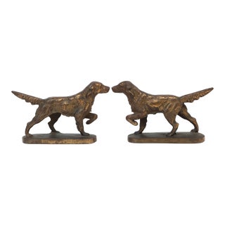Antique Cast Iron Hunting Dog Bookends - a Pair For Sale