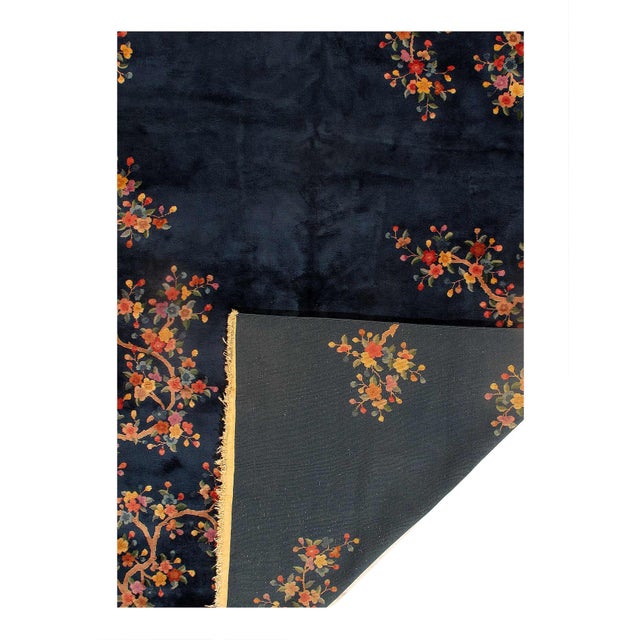 Traditional Pasargad DC Navy Blue Fine Antique Chinese Art Deco Rug For Sale - Image 3 of 3