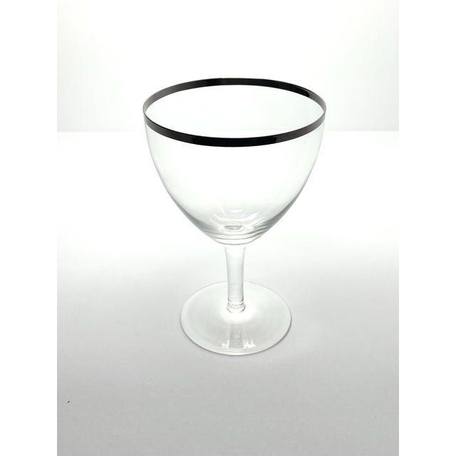1960s 1960s Mid-Century Vintage Minimalist 6 Silver Rim Wine Glasses For Sale - Image 5 of 6