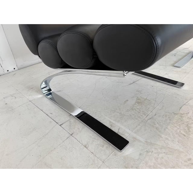 Set of Sinus Lounge Chair and Ottoman in Leather For Sale - Image 12 of 15