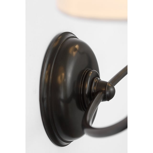 Metal Thomas O'Brien for Visual Comfort Signature Vendome 16" Cordless Double Sconce in Bronze with Linen Shades For Sale - Image 7 of 10