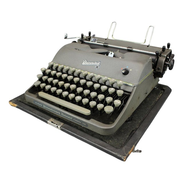 German Mechanical Typewriter with Carrying Case from Rheinmetall, 1950s For Sale