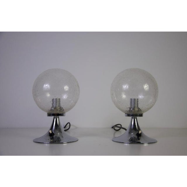 1960s Vintage German Chrome and Glass Table Lamps, 1960s, Set of 2 For Sale - Image 5 of 12