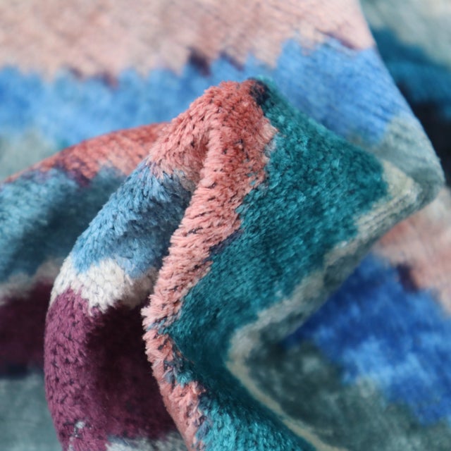 Contemporary Multi Color Velvet Throw Pillow & Down Insert For Sale In San Francisco - Image 6 of 9