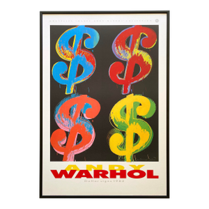 Andy Warhol Estate Vintage 1989 First Edition Lithograph Print Large Framed Pop Art Poster " Dollar Signs ( $4 ) " 1982