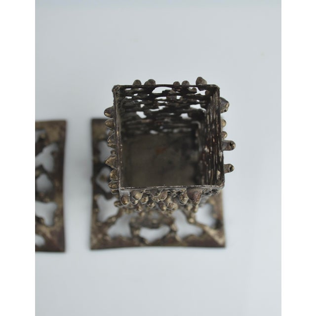 Brutalist Handmade Iron Candleholders, 1970, Set of 2 For Sale - Image 16 of 18