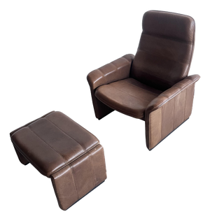 Set of Leather DS50 Armchair and Ottoman from de Sede, 1970s