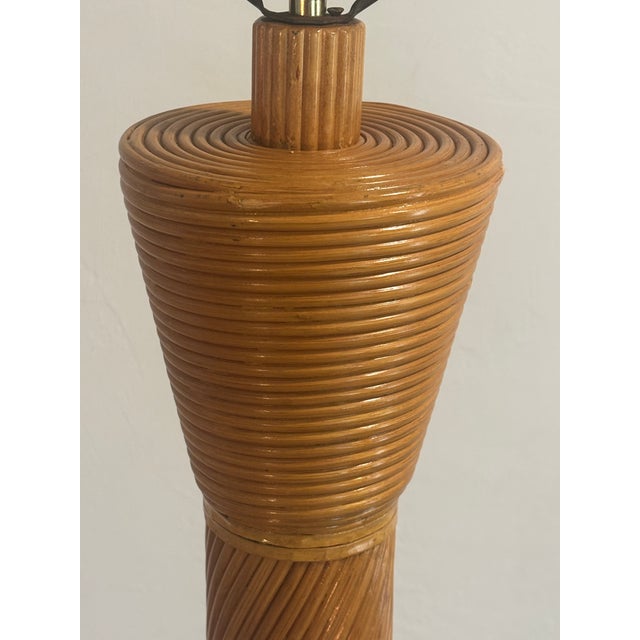 Wood Vintage Coastal Pencil Reed Floor Lamp, 1960s For Sale - Image 7 of 9