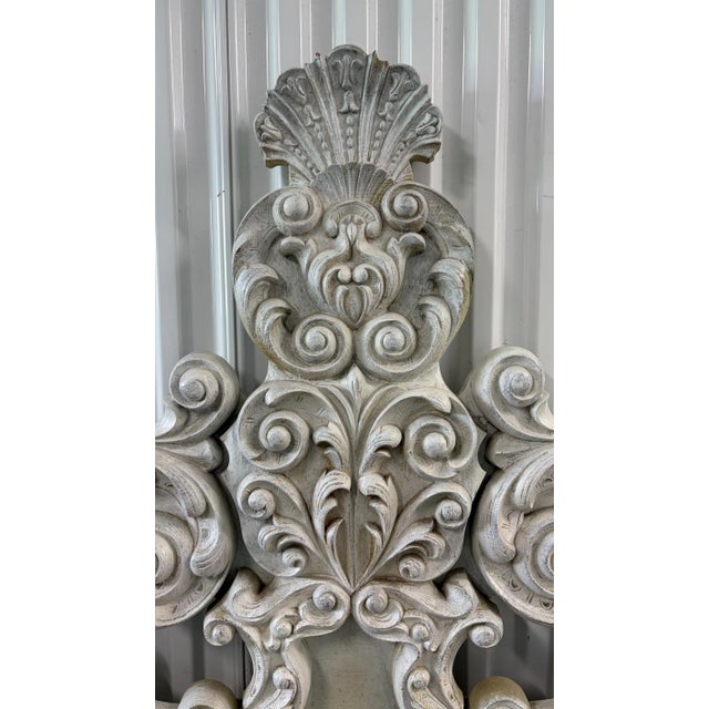 Vintage Queen French Rococo White Wash Headboard For Sale - Image 4 of 4