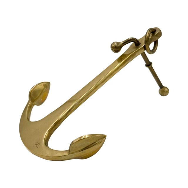 Nautical Vintage Ralph Lauren Decorative Nautical Brass Anchor For Sale - Image 3 of 10