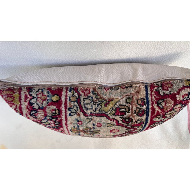Mid 19th Century Pillow Upholstered With Antique Rug For Sale - Image 5 of 6