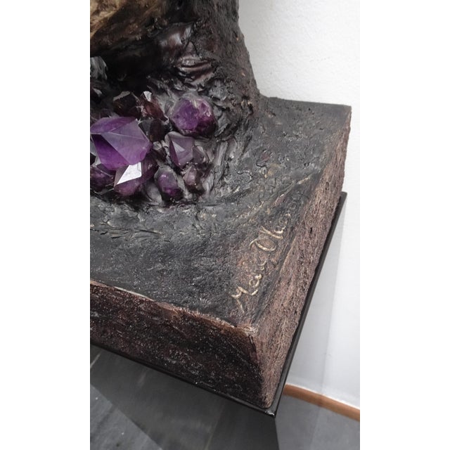 Large Brutalist Bust Sculpture with Amethyst by Marc D'haenens, 1970s For Sale - Image 14 of 17