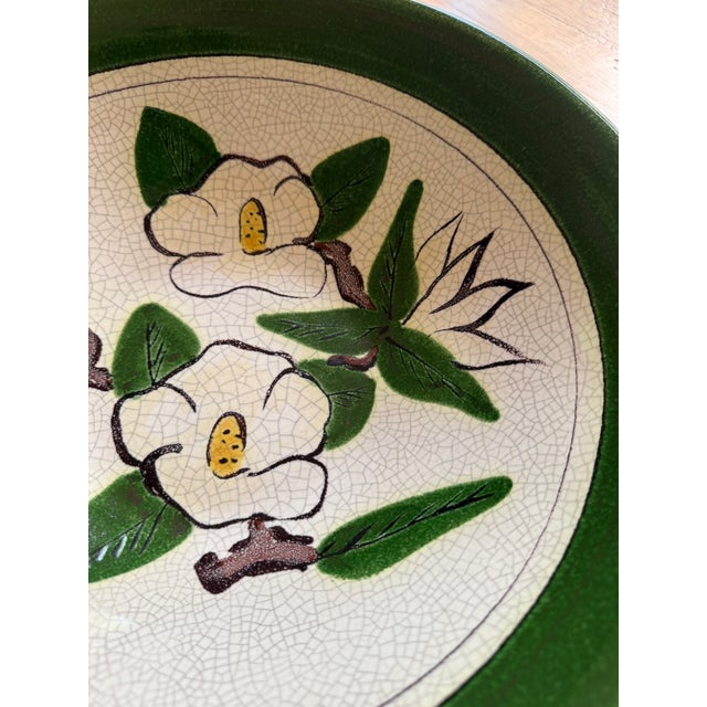 1950s Majolica Large Serving Bowl Hartman Studios of Los Angeles, California Magnolia For Sale - Image 6 of 9