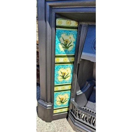 Antique Victorian Cast Iron Tiled Combination Fireplace Surround, 1899 For Sale - Image 12 of 18